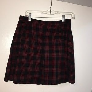Red and black plaid skirt